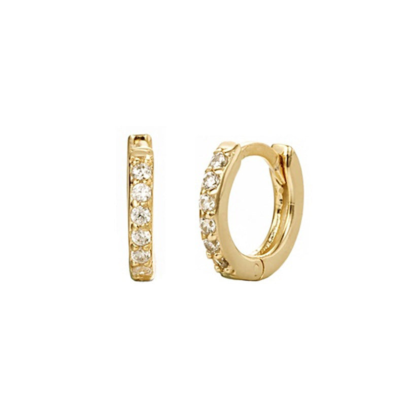 E162 paved dainty huggie hoop earrings