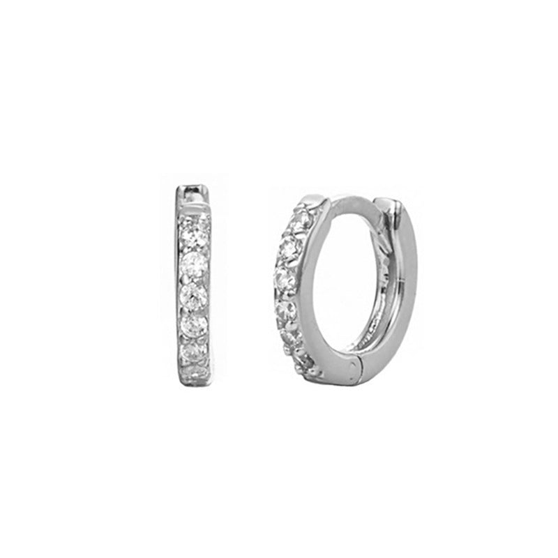 E162 paved dainty huggie hoop earrings