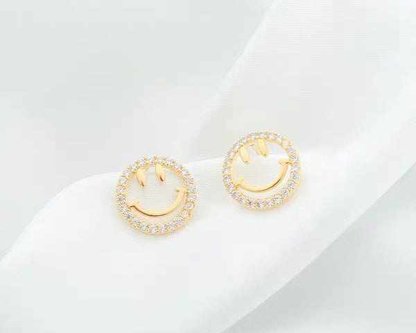 Charlie smiley face happy stud earrings sale