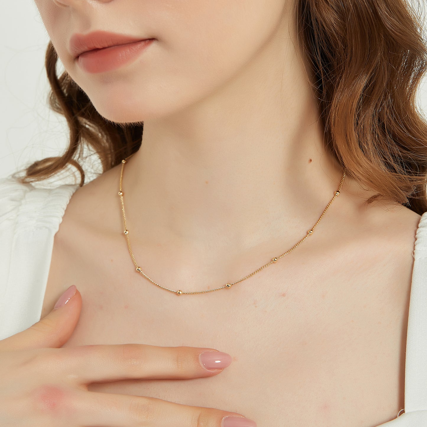 Elise dainty satellite ball chain necklace