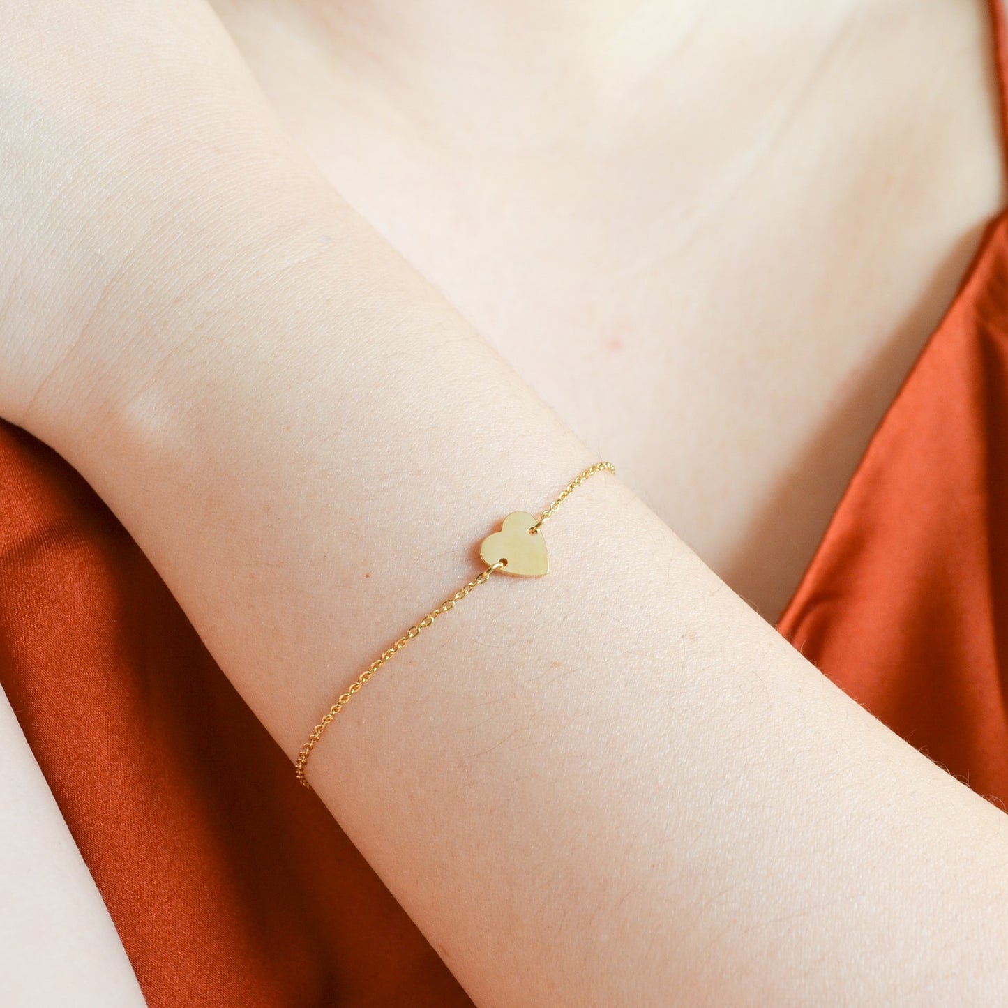Alyssa gold dainty heart charm bracelet sale