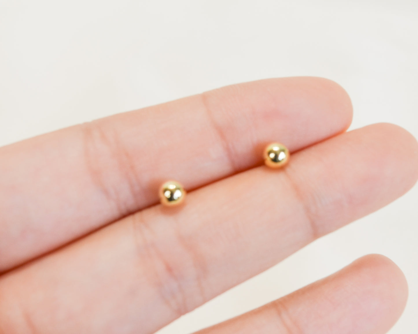 Gold Vermeil E097 dainty ball stud earrings