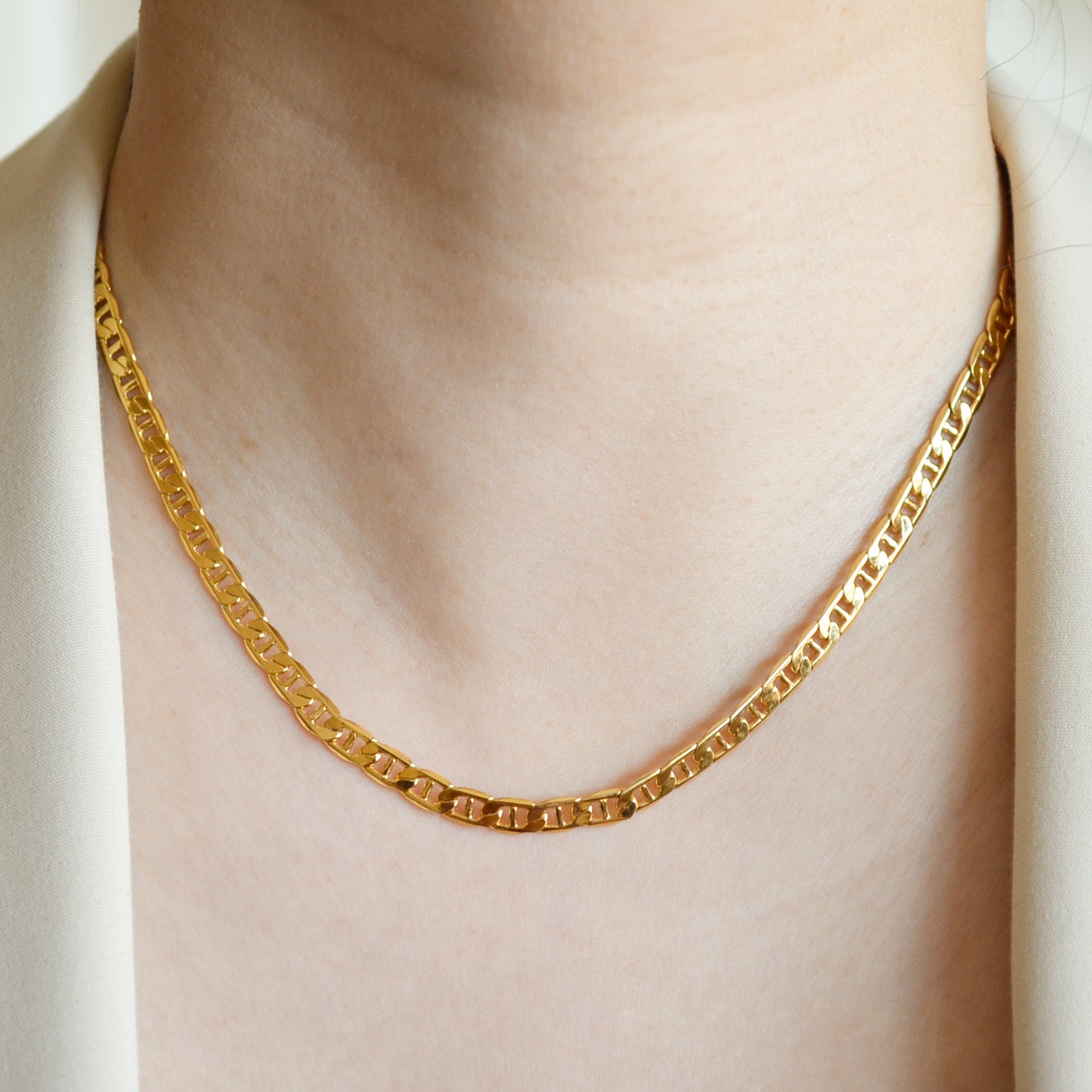 Chloe gold chain necklace, flat necklace, gold necklace