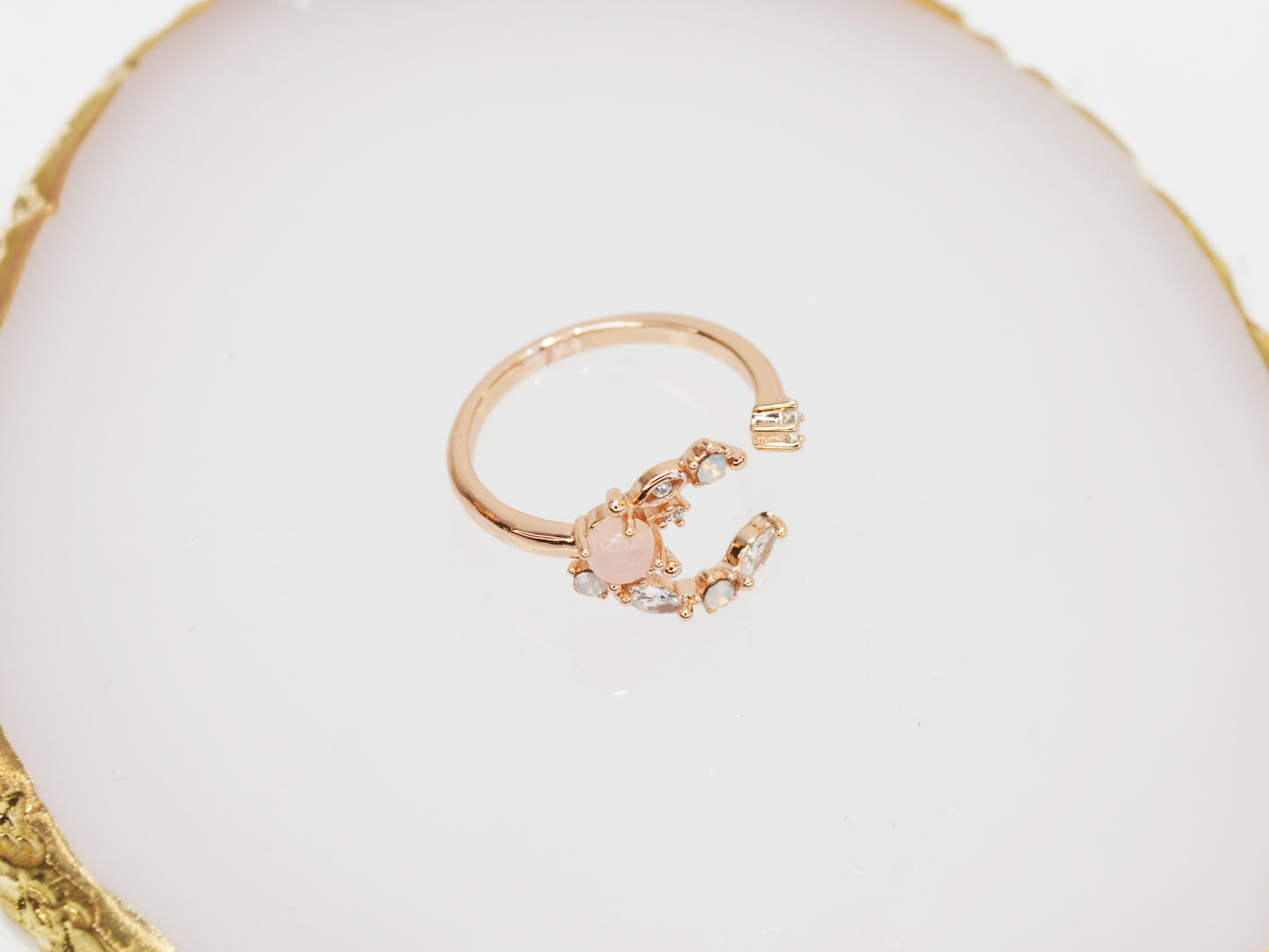 R020 rose gold moon star crystal gem adjustable ring sale
