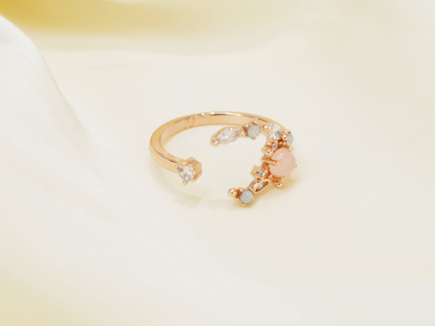 R020 rose gold moon star crystal gem adjustable ring sale