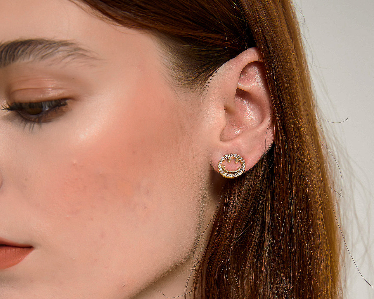 Charlie smiley face happy stud earrings sale