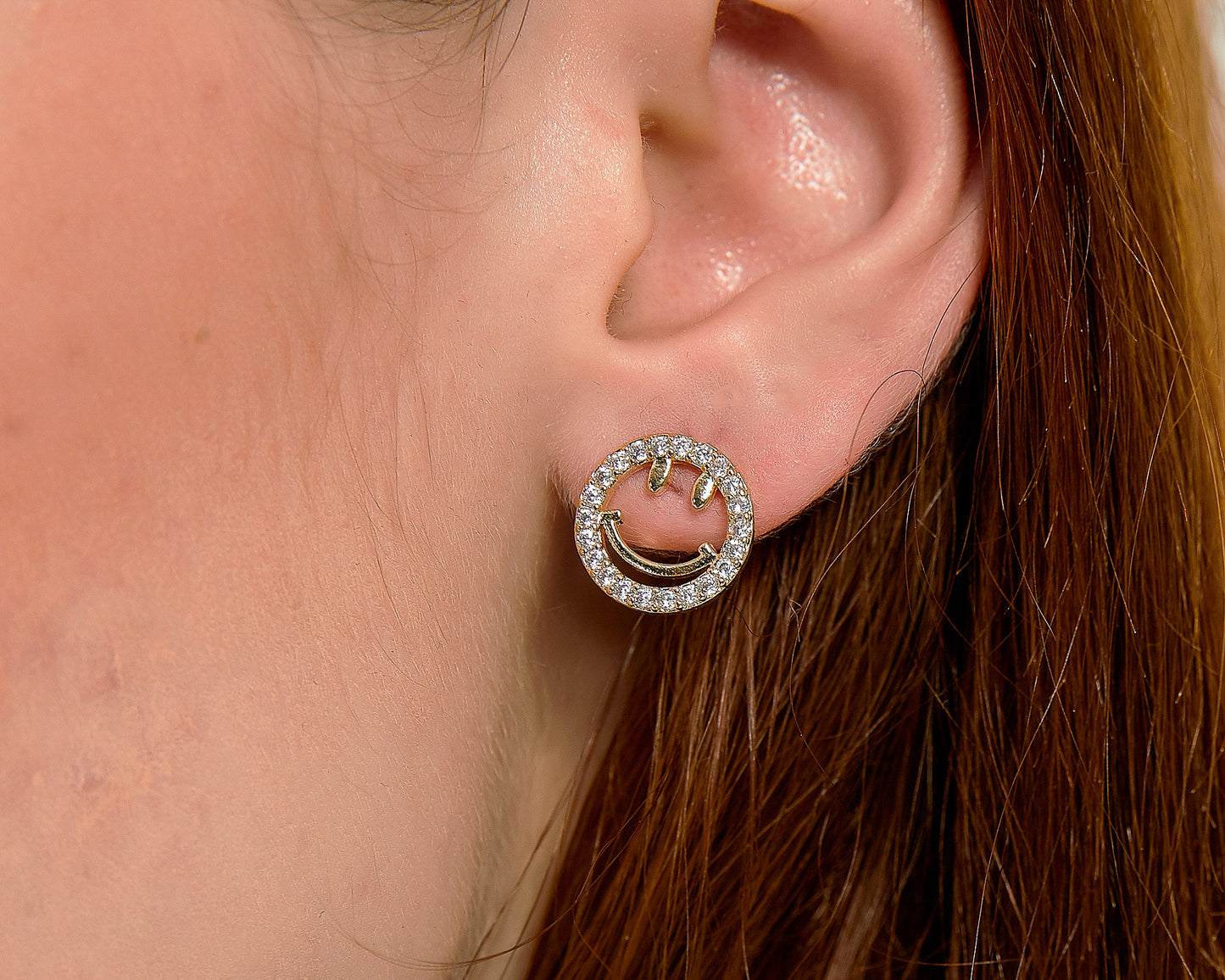 Charlie smiley face happy stud earrings sale