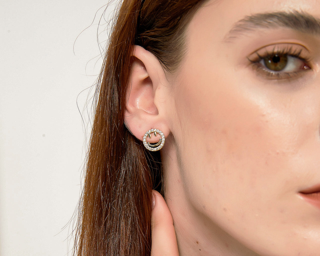 Charlie smiley face happy stud earrings sale