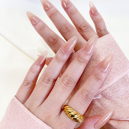 Nude neutral solid color press on nails