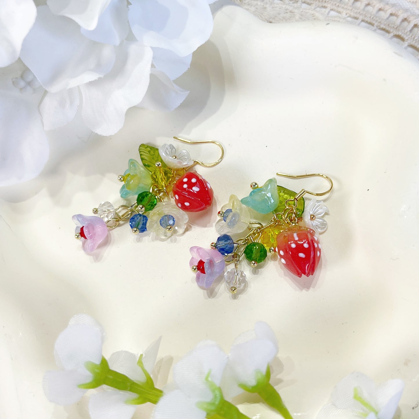 E203 lily flower dangle earrings, flower earrings