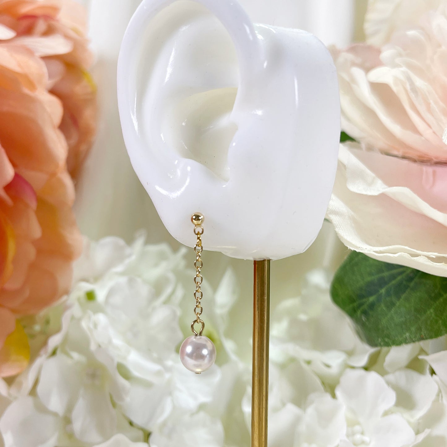 E243 dainty pearl earrings, pearl dangle earrings, pearl