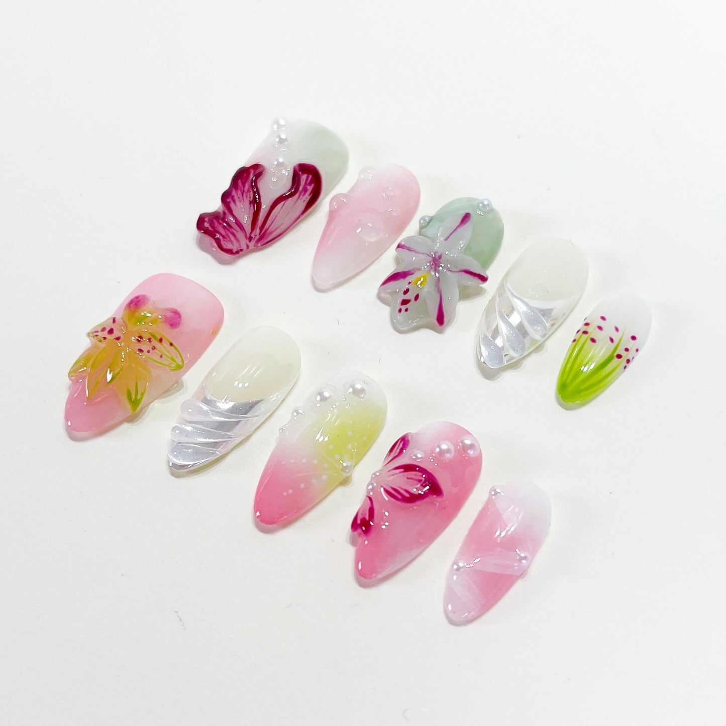 PO107 dreamy floral garden press on nails