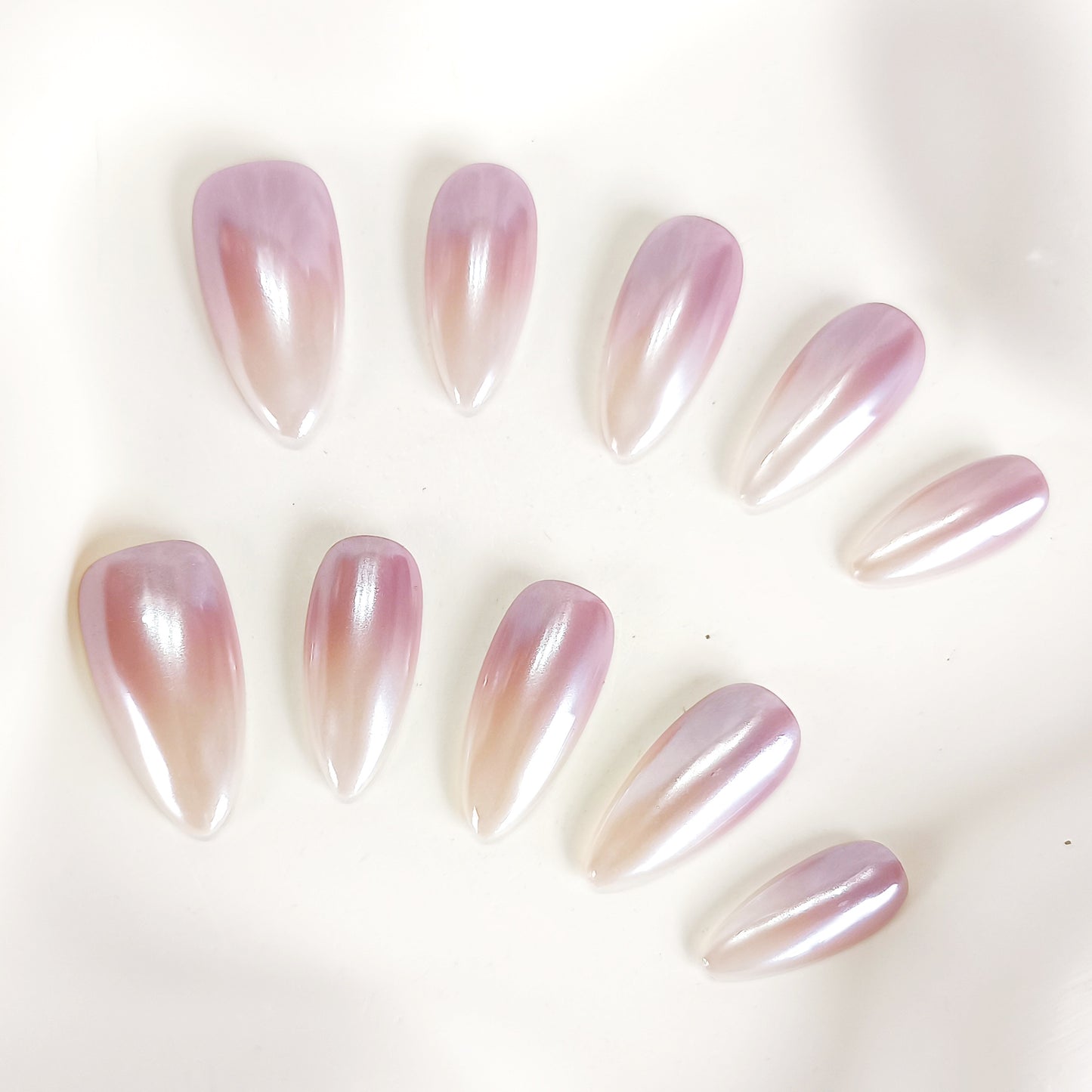 PO120 white ombre glazed donut press on nails