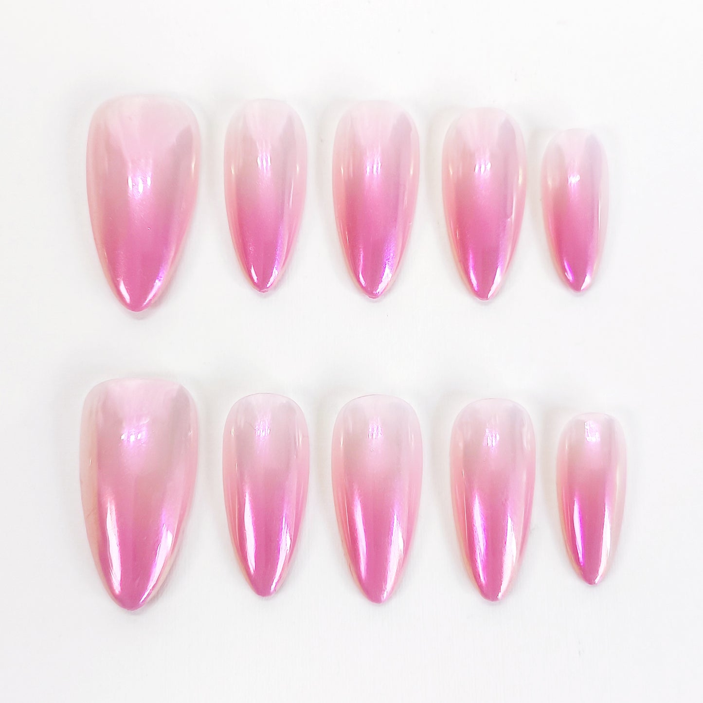 PO134 pink ombre glazed almond press on nails