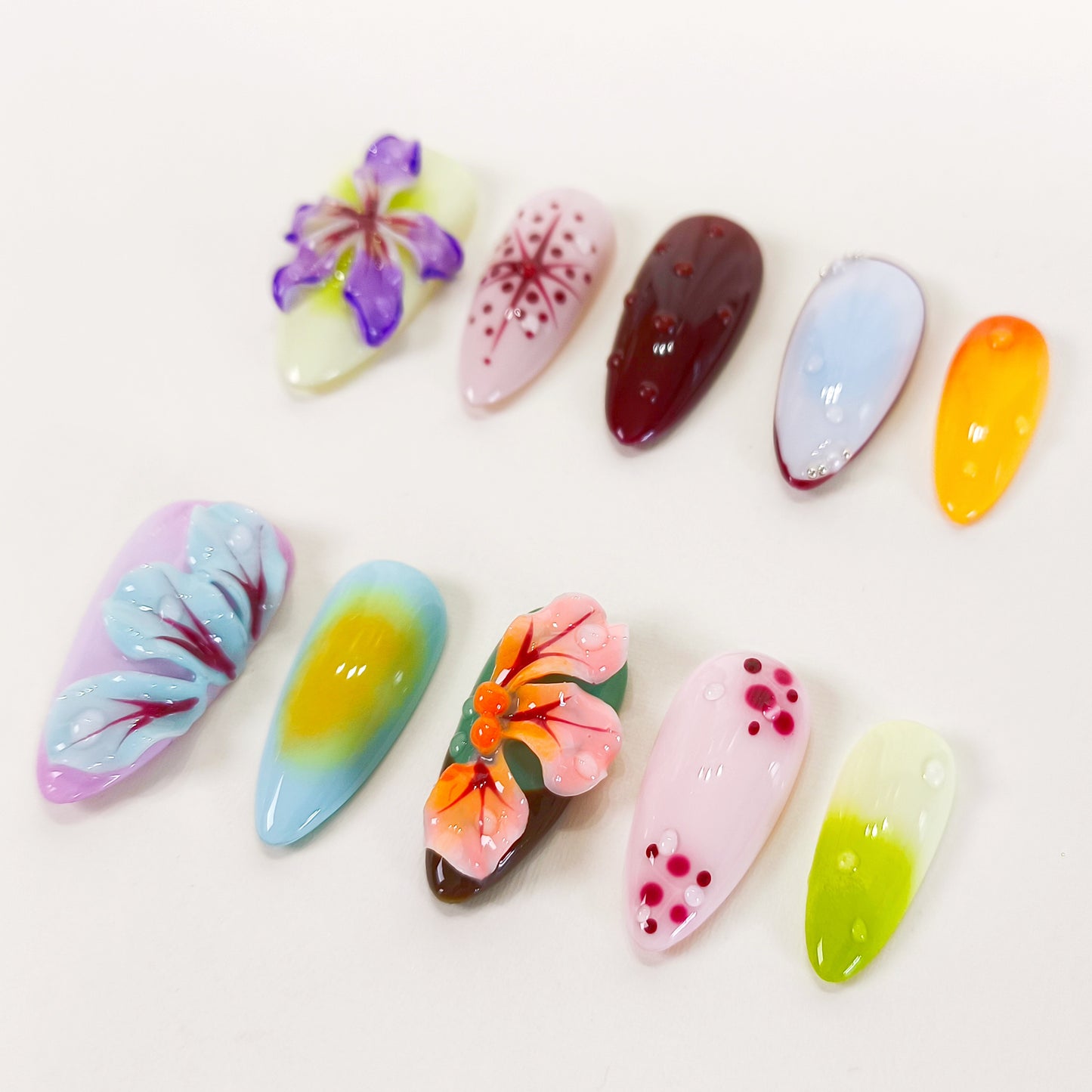 Blooming 3d flower press on nails - RTS