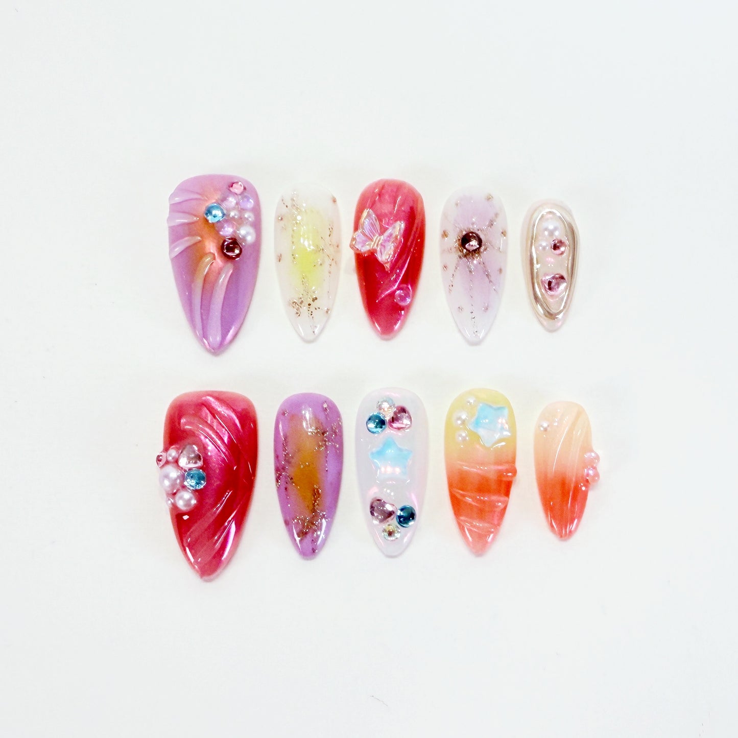 PO114 3d floral abstract y2k press on nails