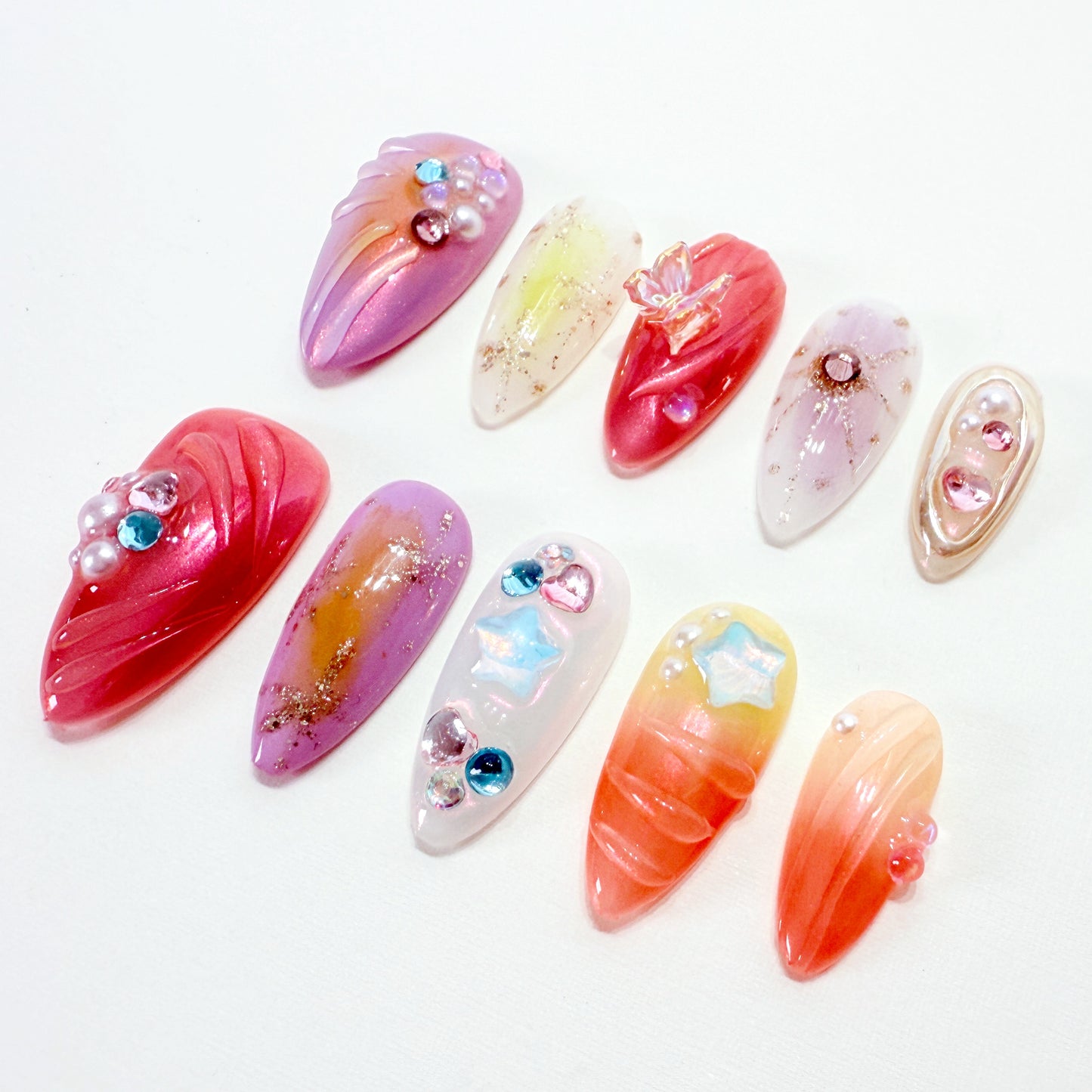 PO114 3d floral abstract y2k press on nails