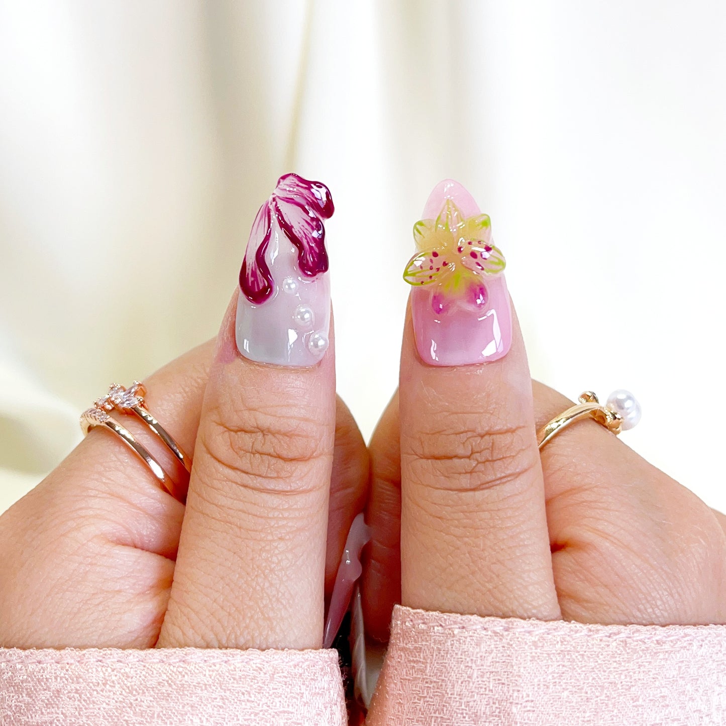 PO107 dreamy floral garden press on nails