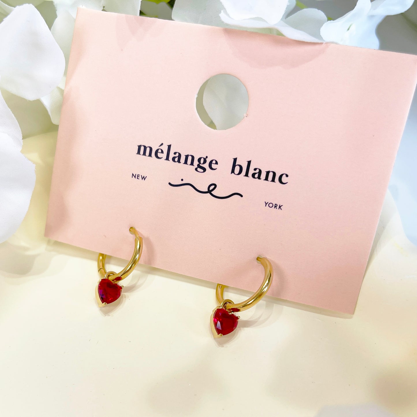E169 dainty ruby red heart dangle earrings