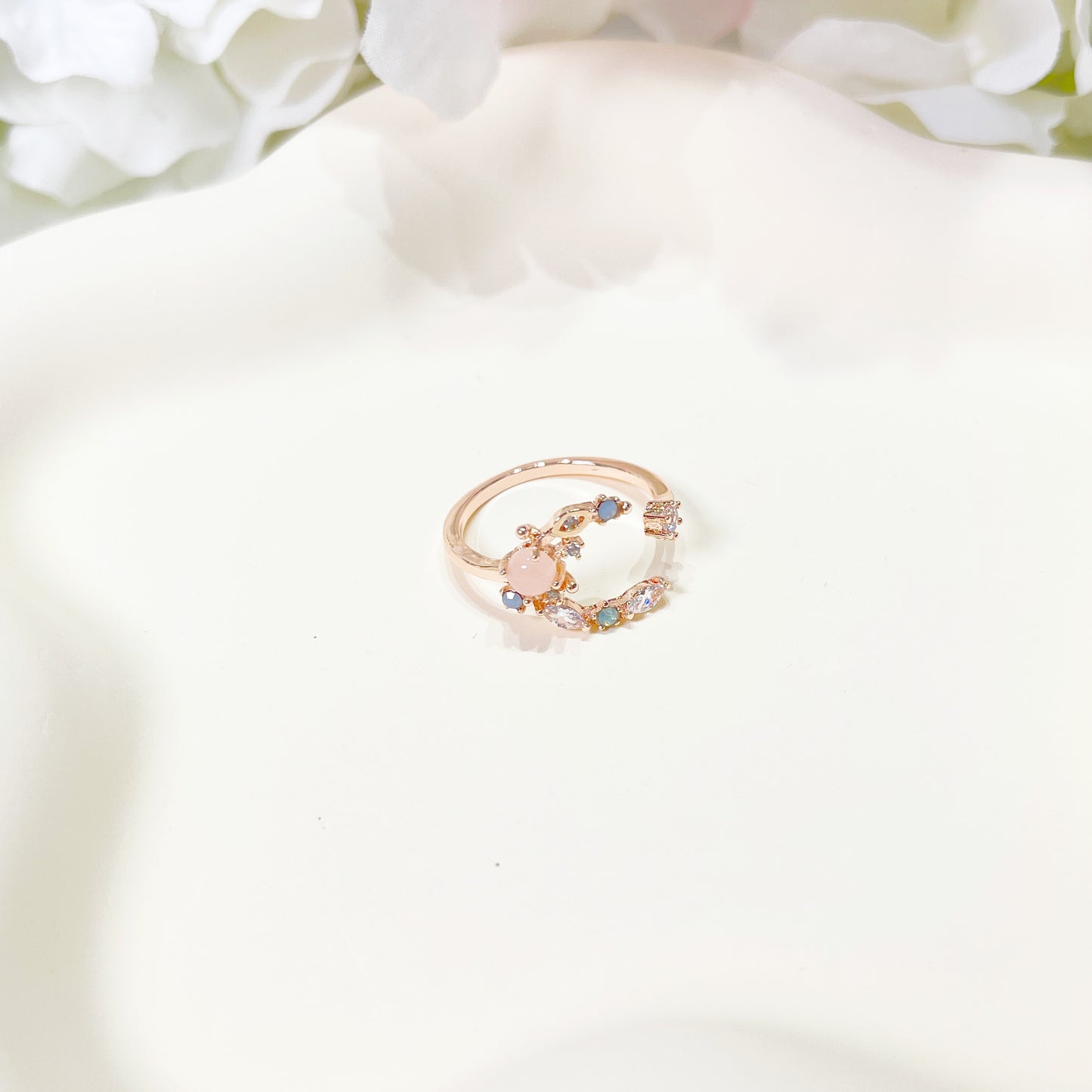 R020 rose gold moon star crystal gem adjustable ring sale