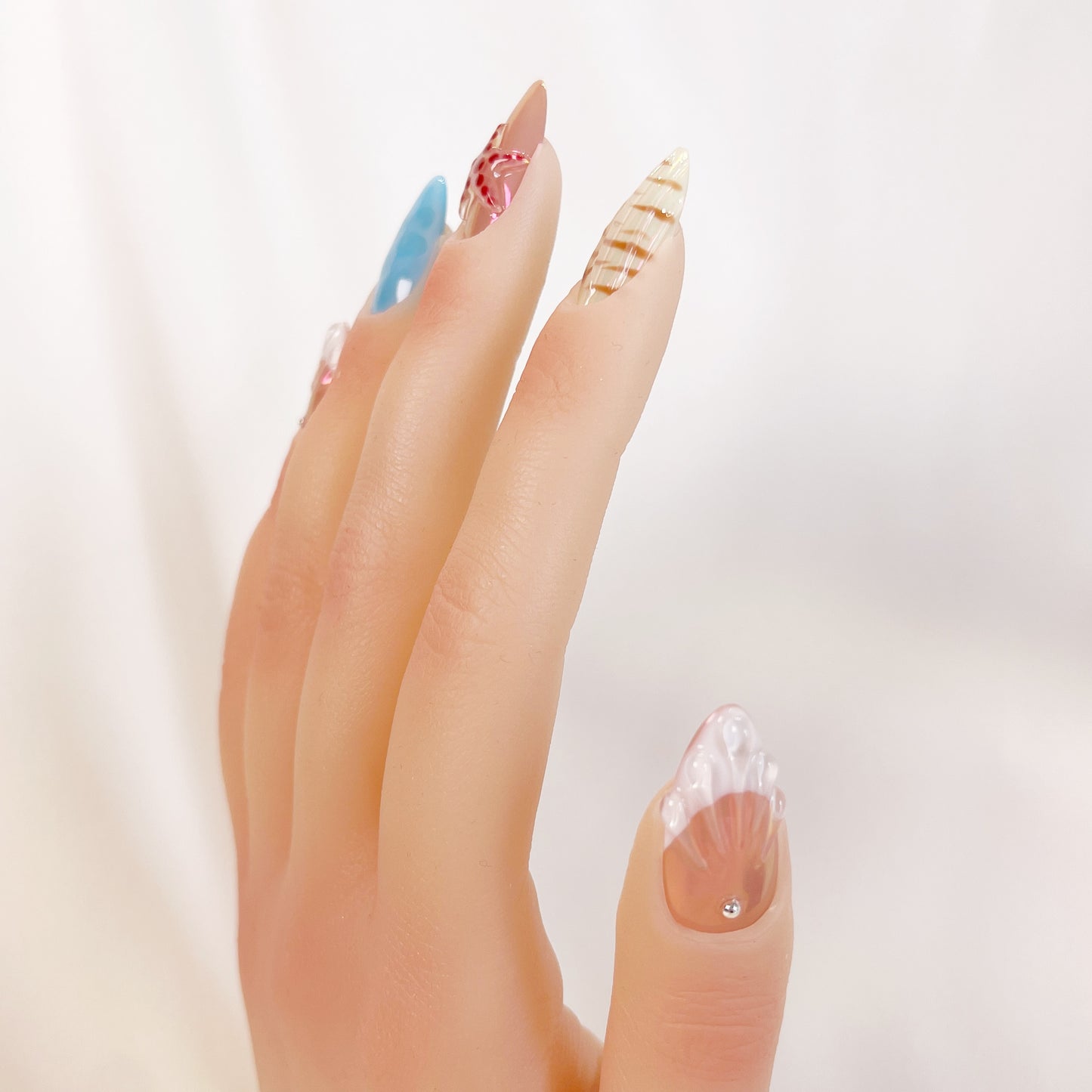 PO045 seashell starfish beach press on nails