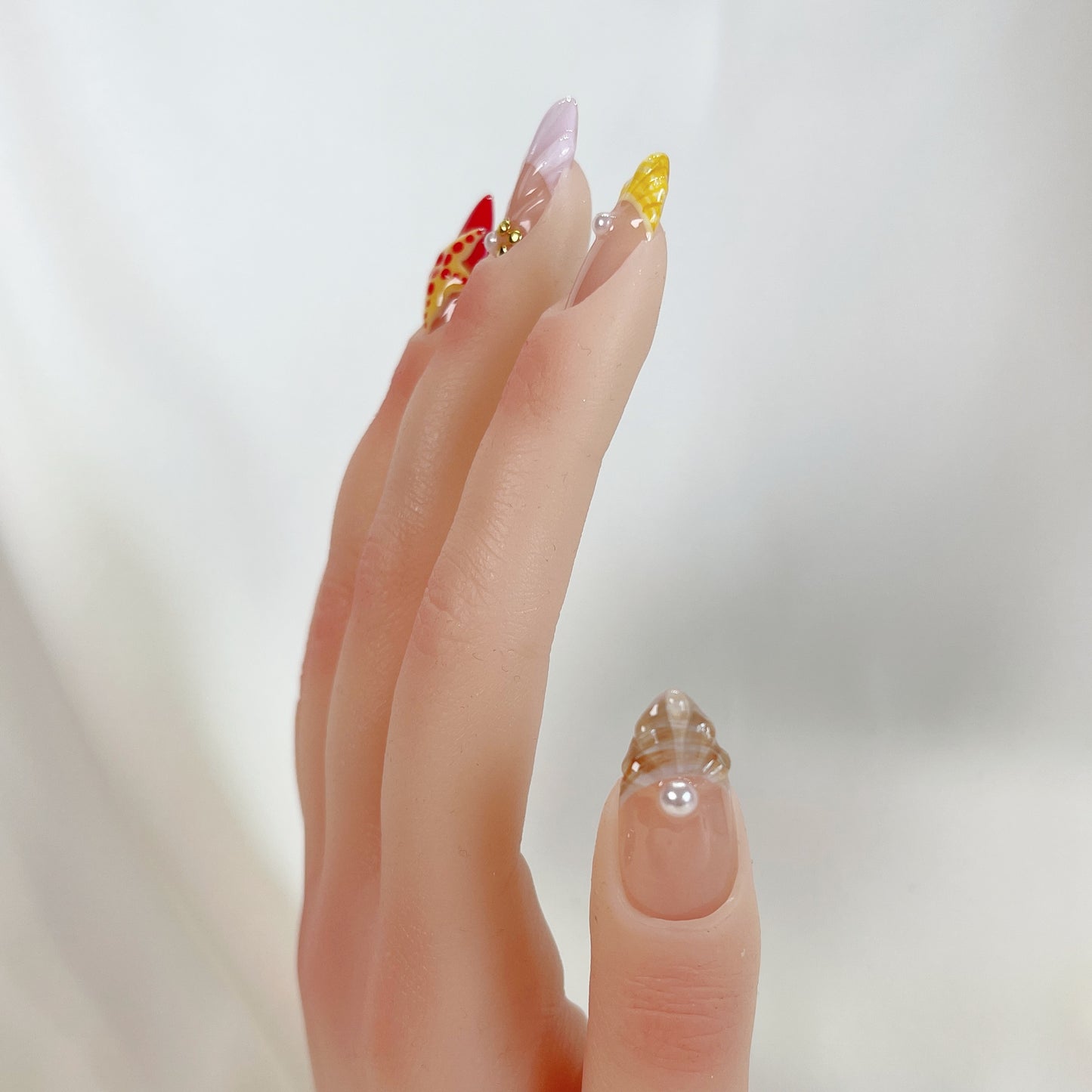 PO055 tropical ocean beach 3D press on nails