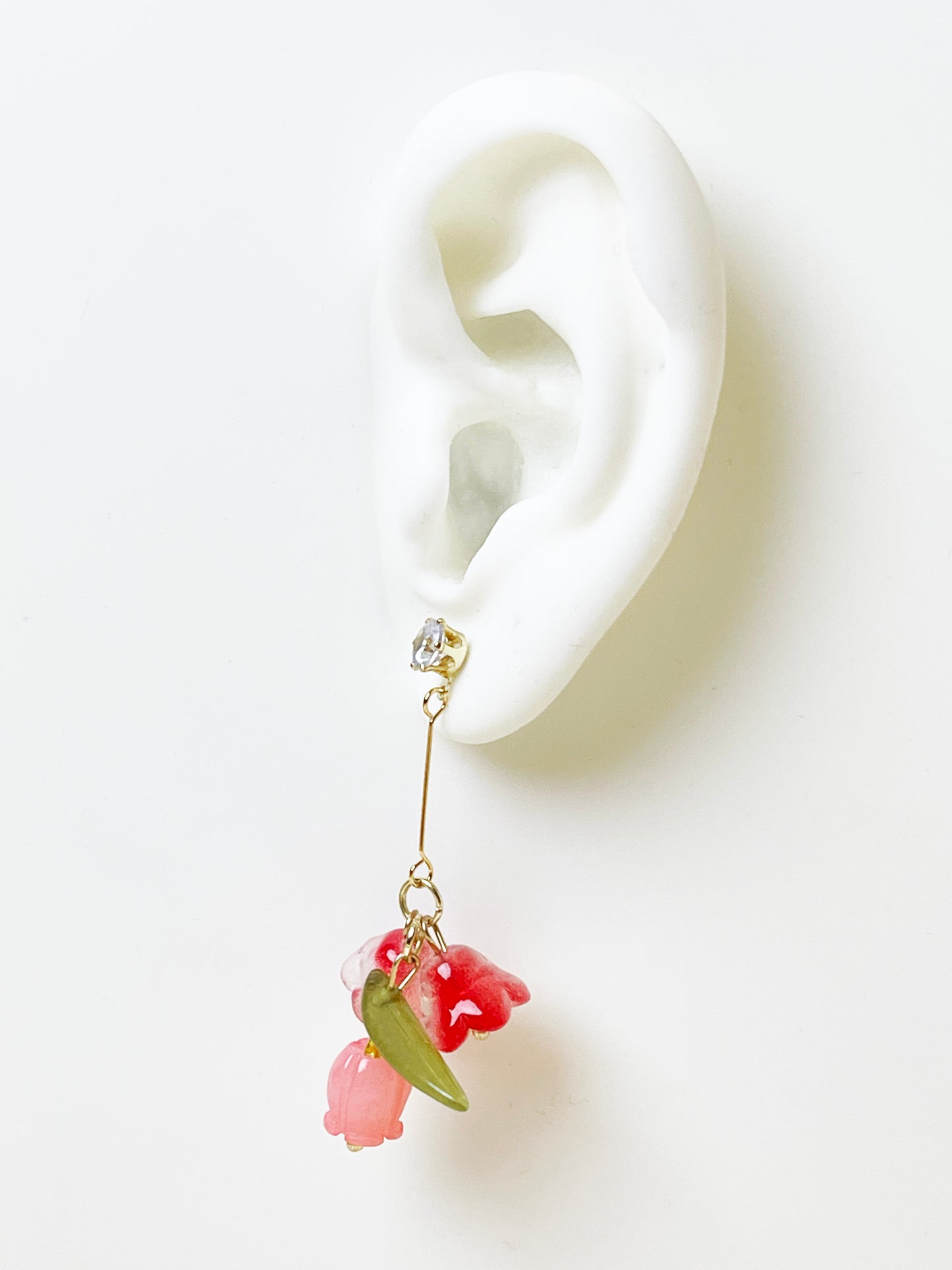 E137 lily of the valley flower dangle earrings