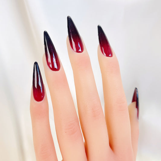 Black red ombre stiletto press on nails