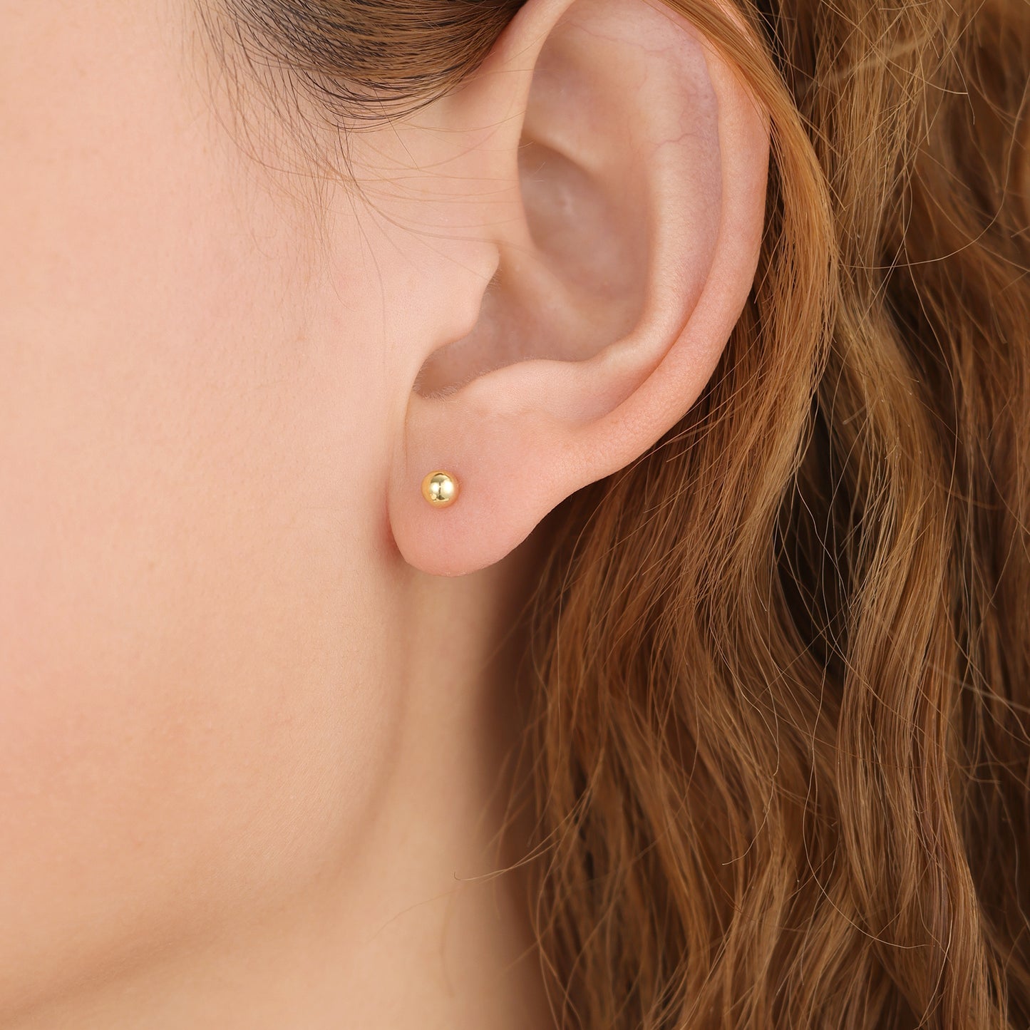 Gold Vermeil E097 dainty ball stud earrings