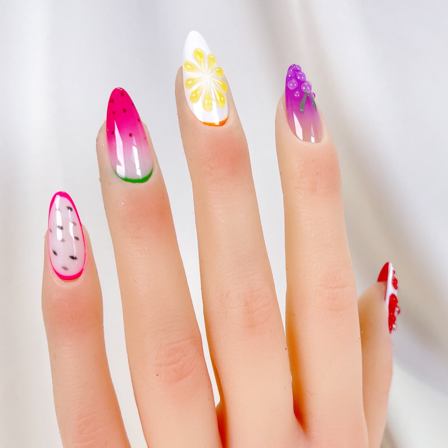 PO091 Colorful Fruit almond Press On Nails
