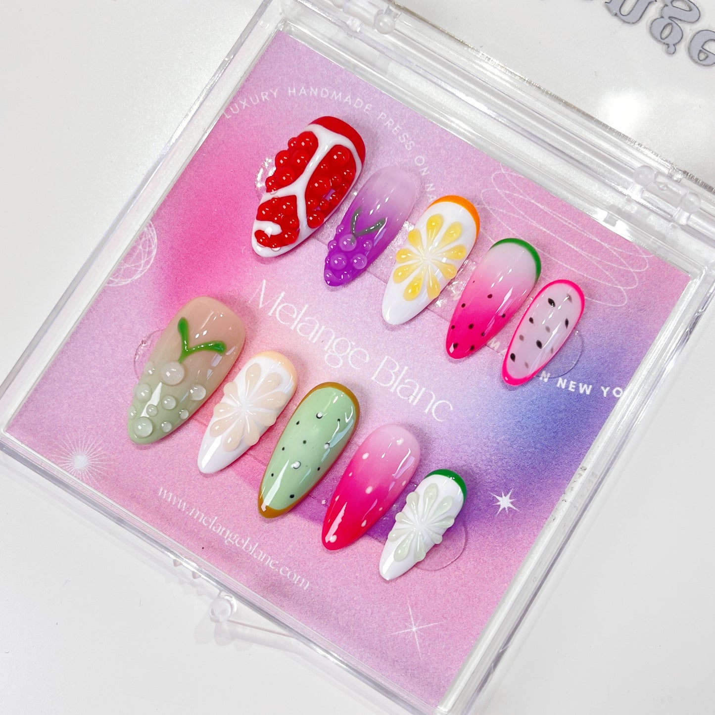 PO091 Colorful Fruit almond Press On Nails