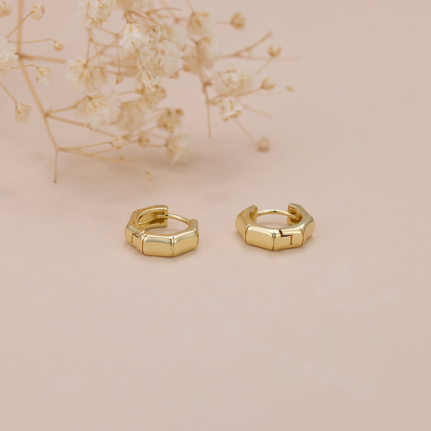 E119 hexagon geometrical huggie hoop earrings