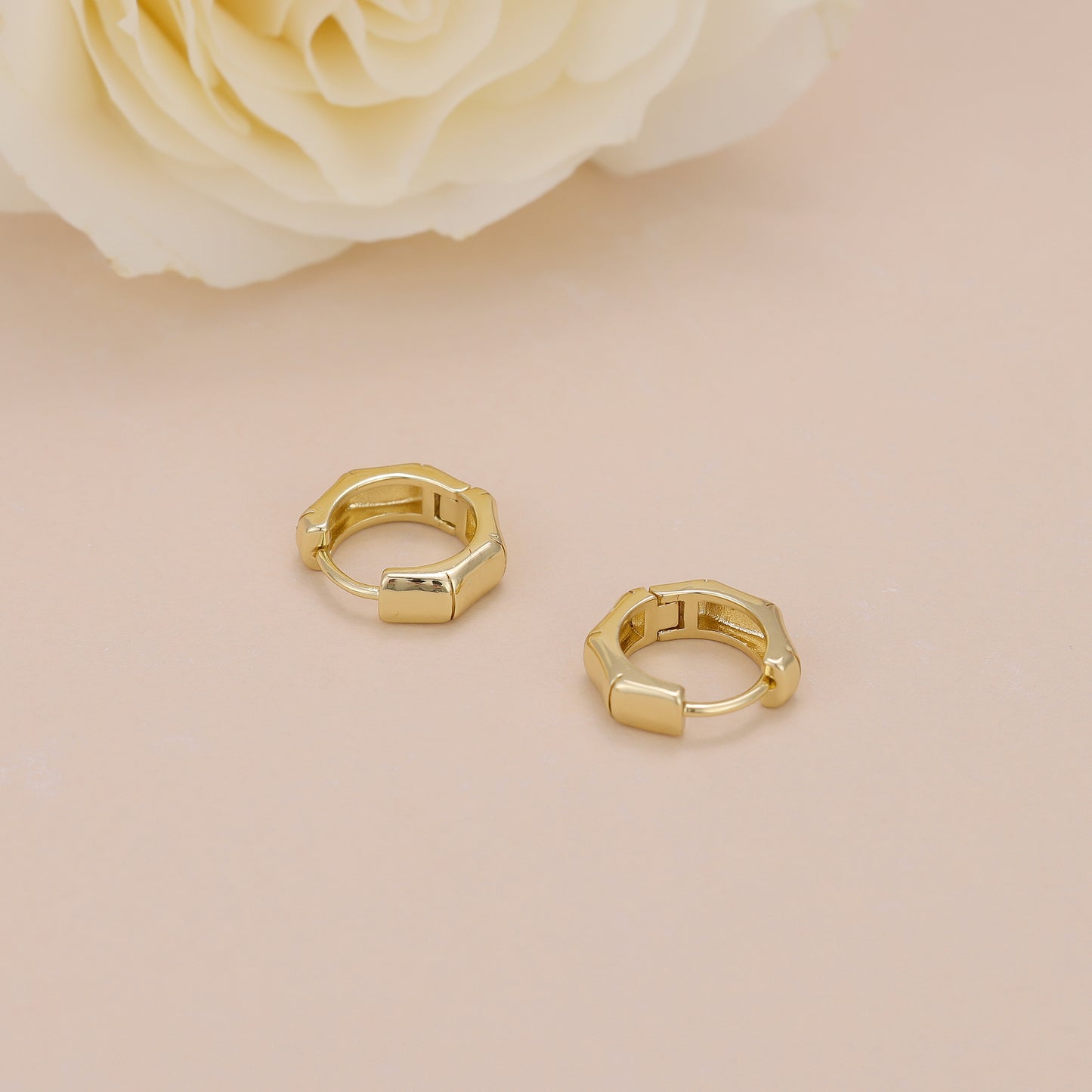 E119 hexagon geometrical huggie hoop earrings