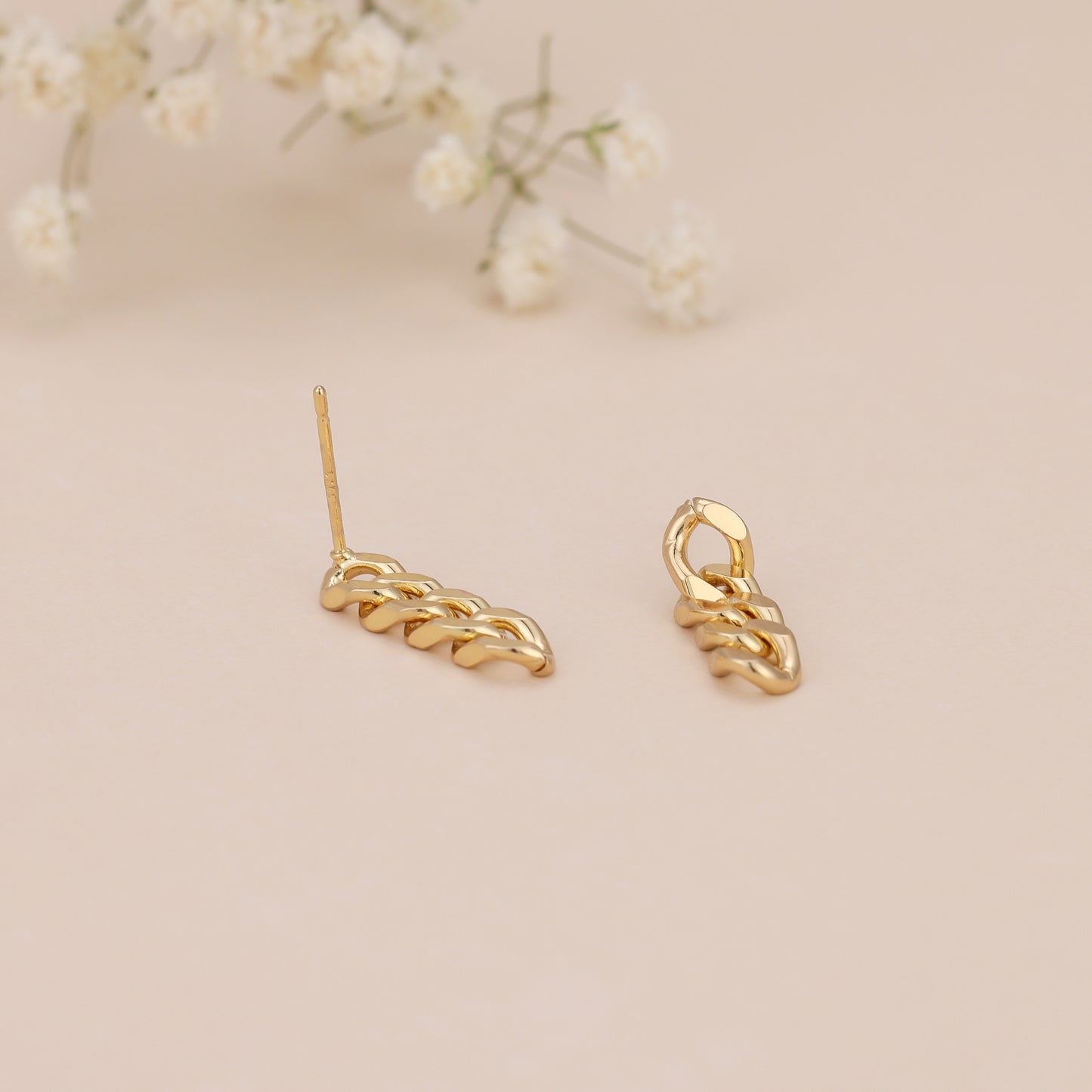 E139 dainty chain link dangle earrings