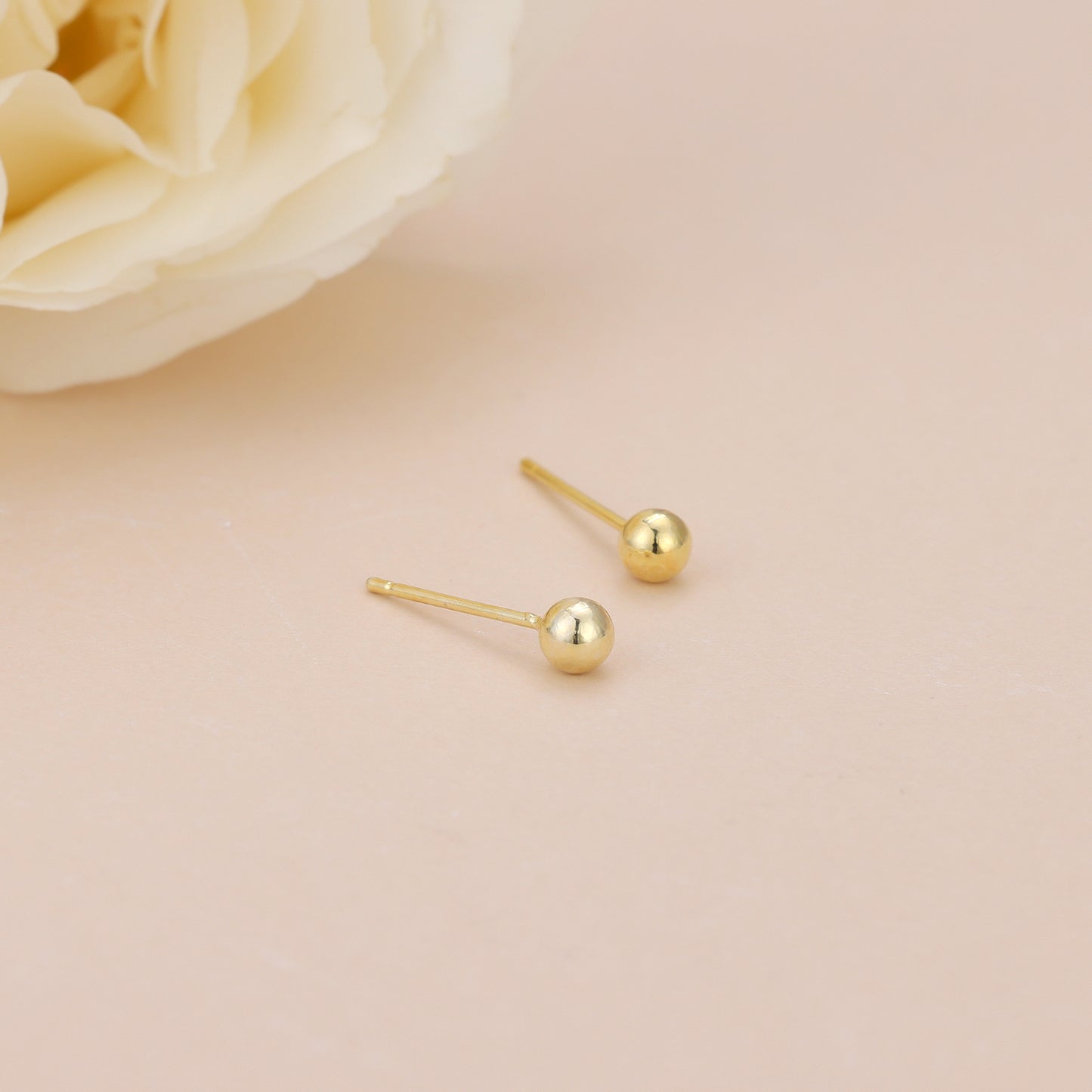 Gold Vermeil E097 dainty ball stud earrings