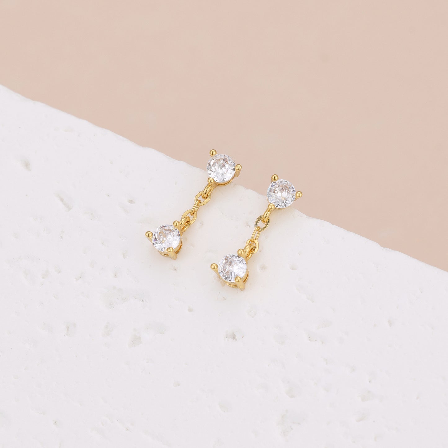 E175 crystal diamond chain dangle earrings