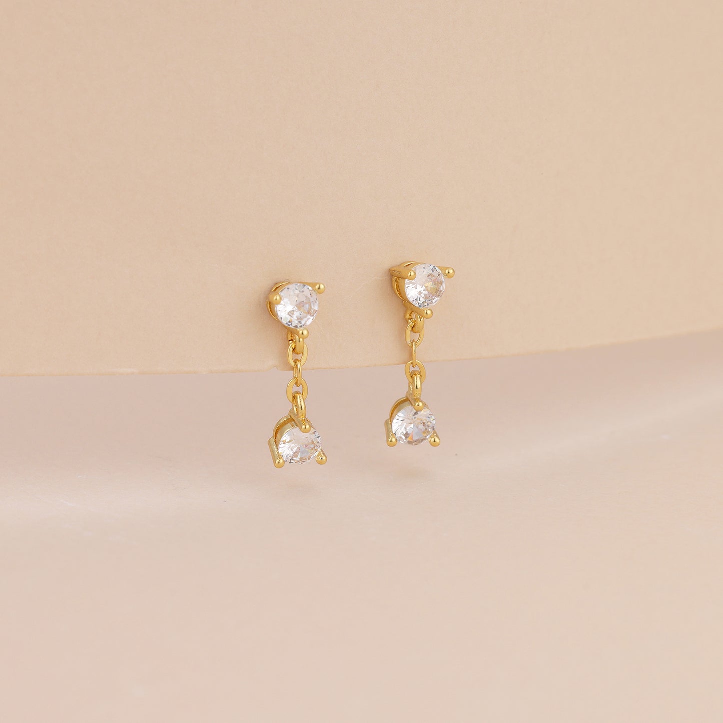 E175 crystal diamond chain dangle earrings