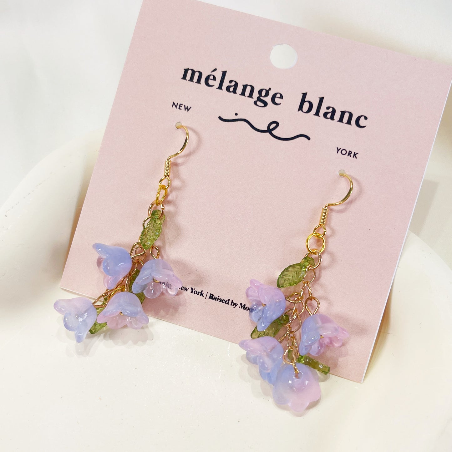 E235 blue lily flower dangle earrings, lily flower earrings