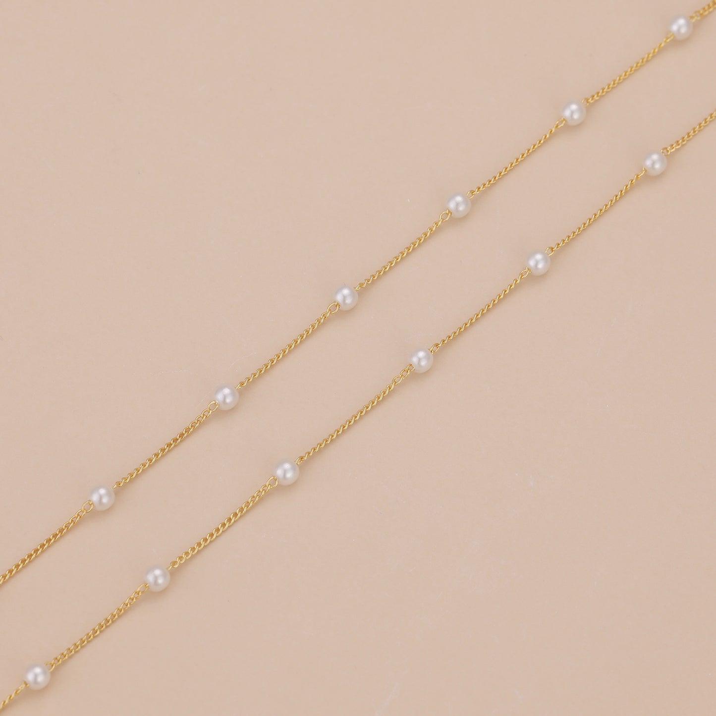 N009 satellite dainty gold Pearl Choker necklace