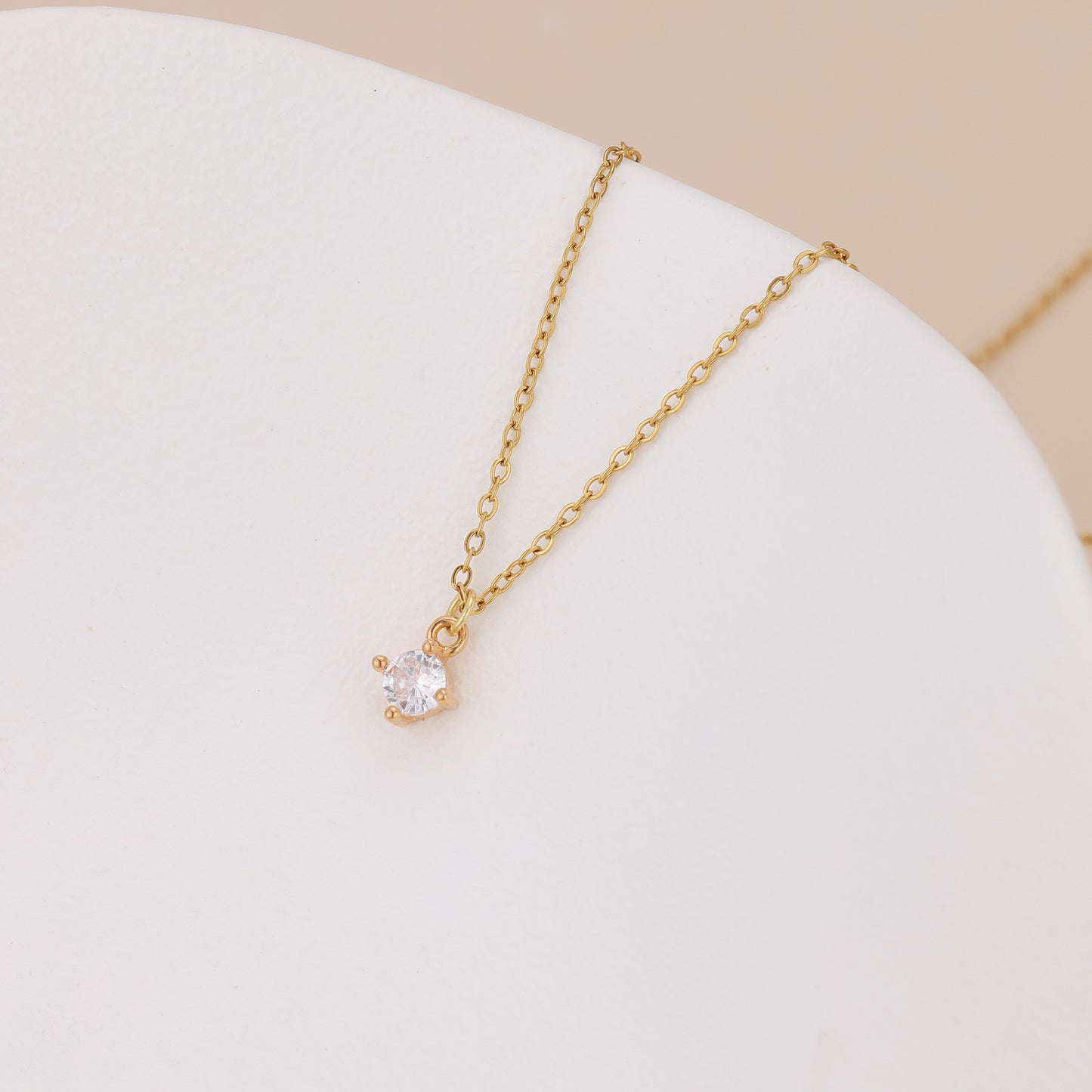 N017 solitaire crystal gem pendant necklace