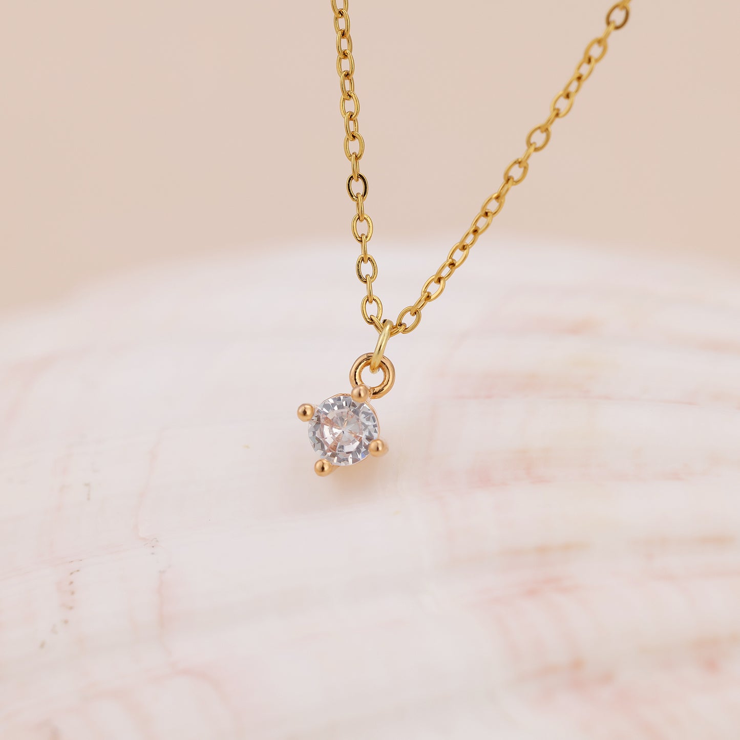 N017 solitaire crystal gem pendant necklace