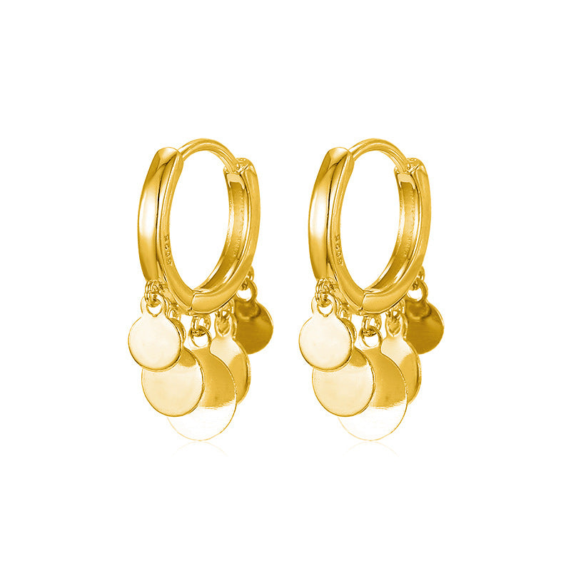 E232 gold disc earrings, disc hoop earrings, coin earrings