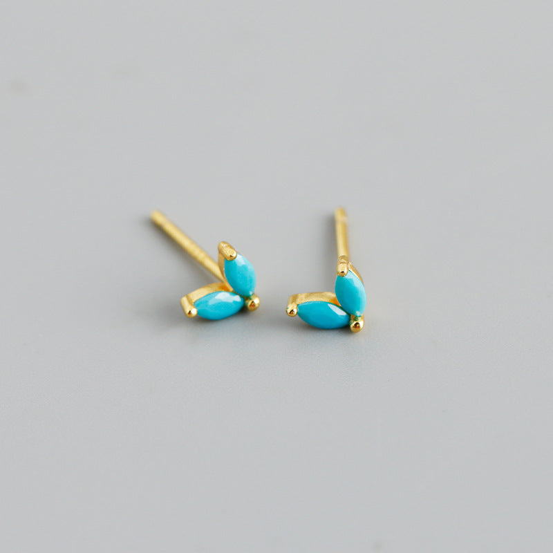 Gold vermeil E100 marquise flower stud earrings