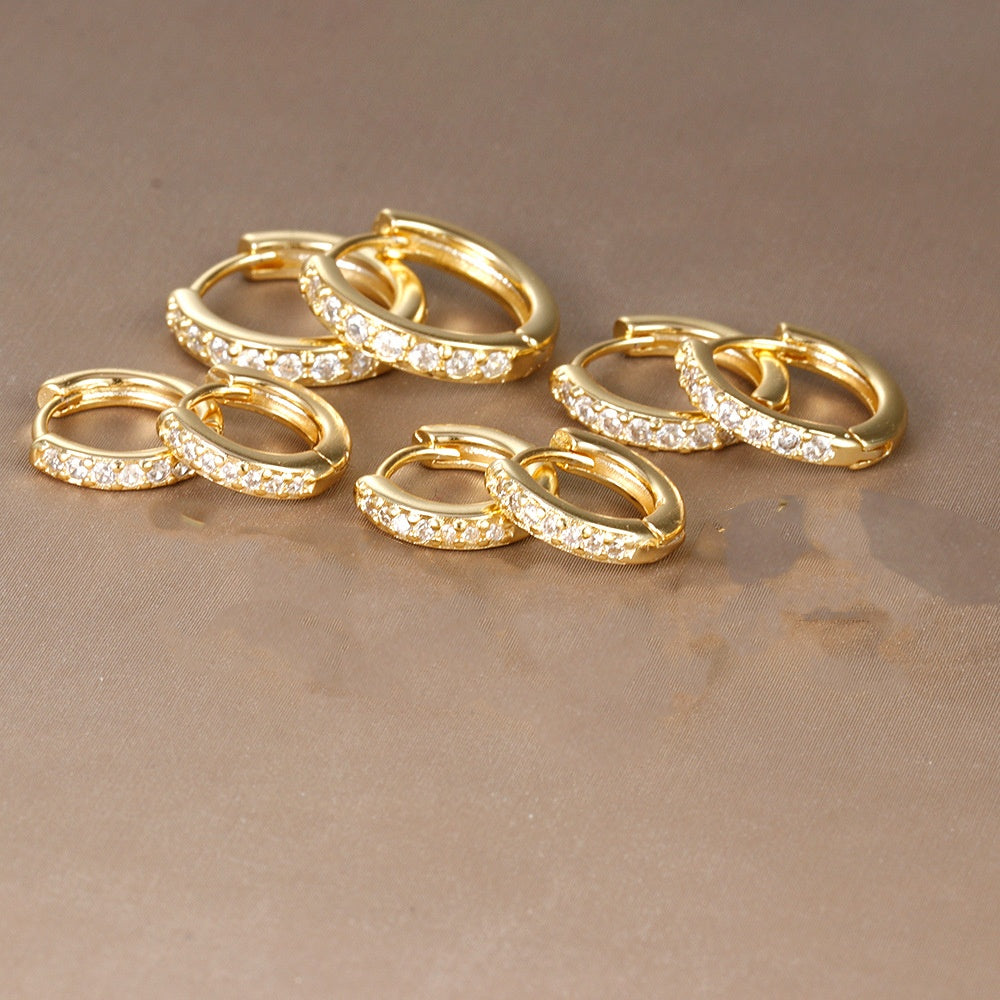 E170 pave dainty huggie hoop earrings, pave huggie hoops
