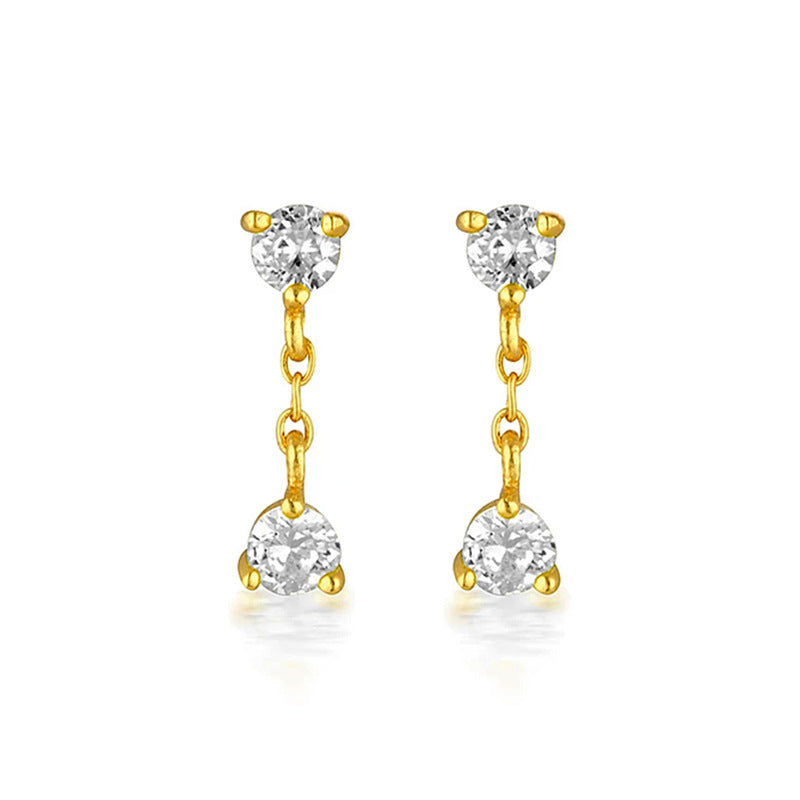 E175 crystal diamond chain dangle earrings