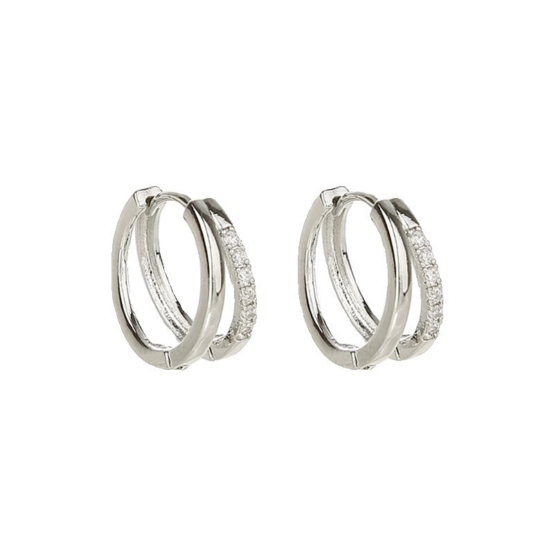 E182 double hoop huggie hoop earrings