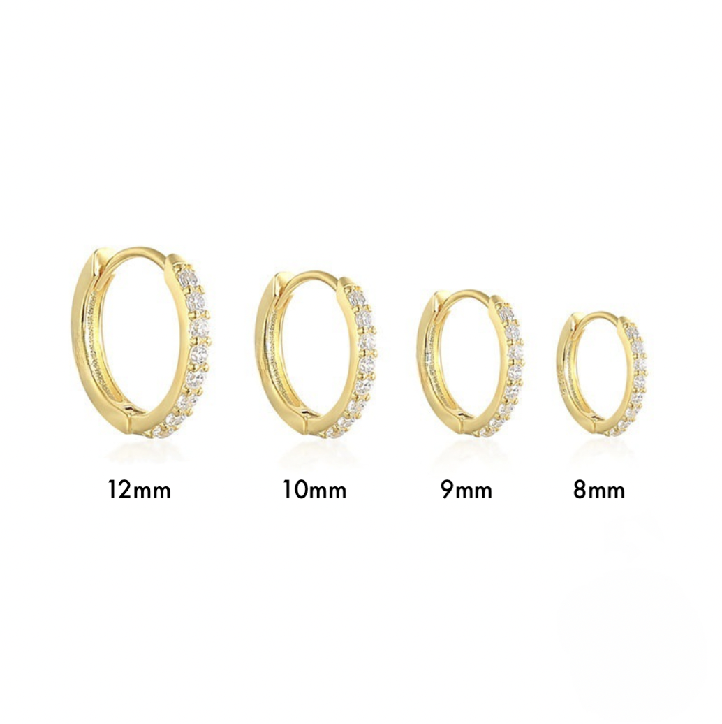 E170 pave dainty huggie hoop earrings, pave huggie hoops