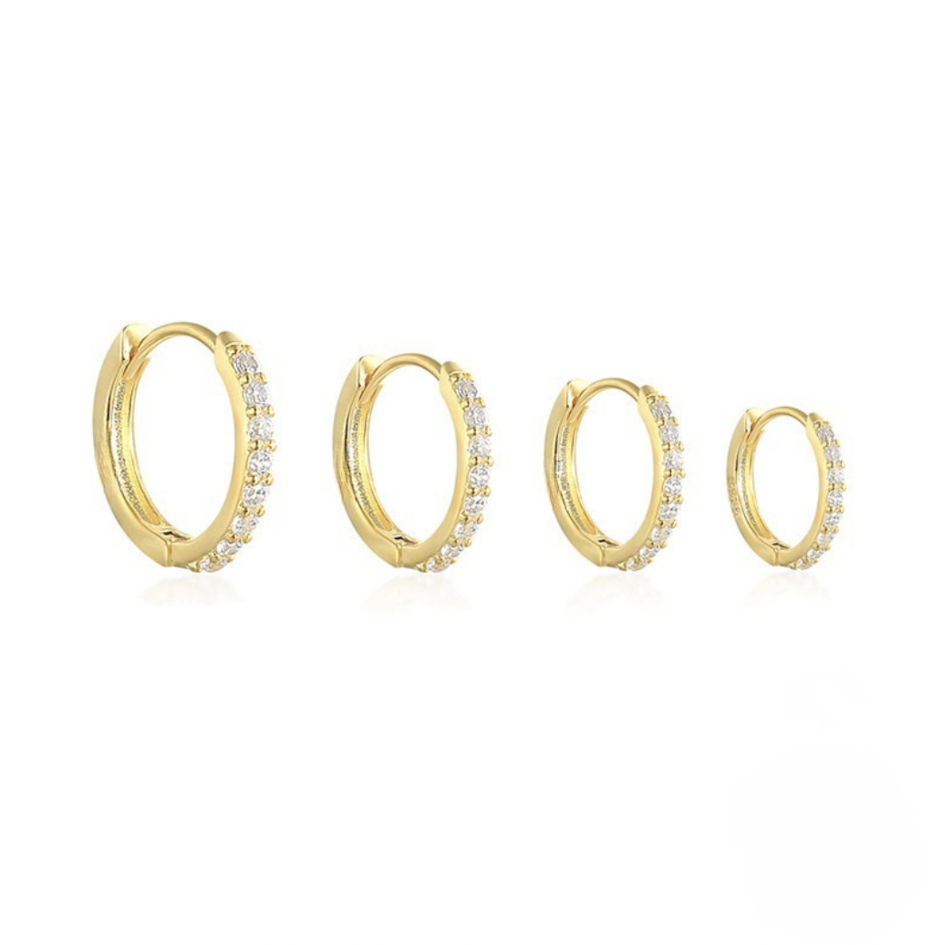 E170 pave dainty huggie hoop earrings, pave huggie hoops