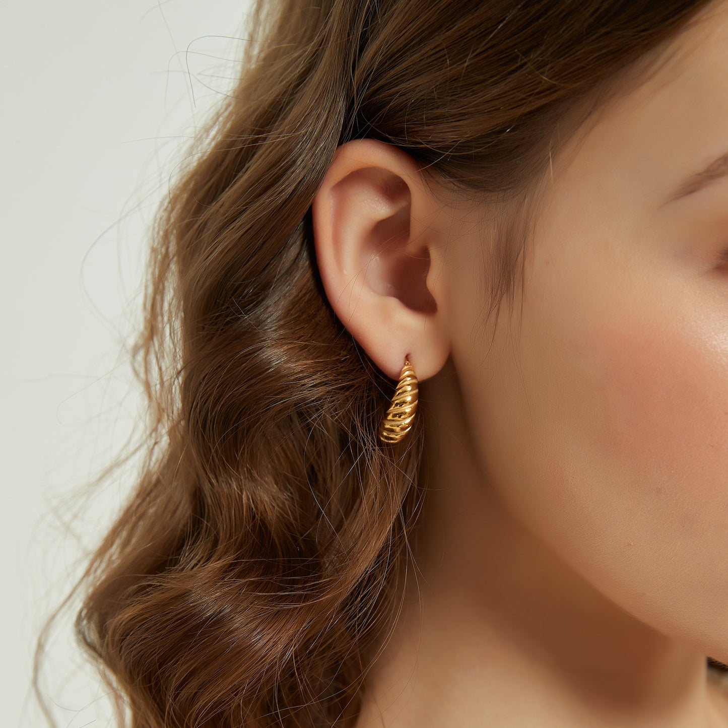 Rosey croissant twisted open hoop earrings, gold hoops