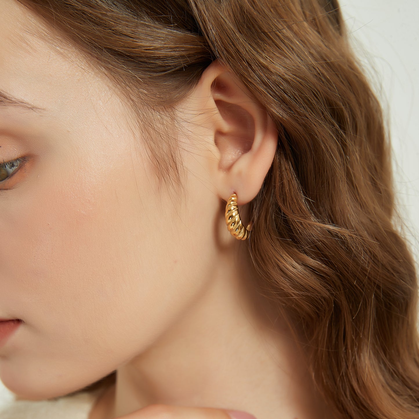 Rosey croissant twisted open hoop earrings, gold hoops